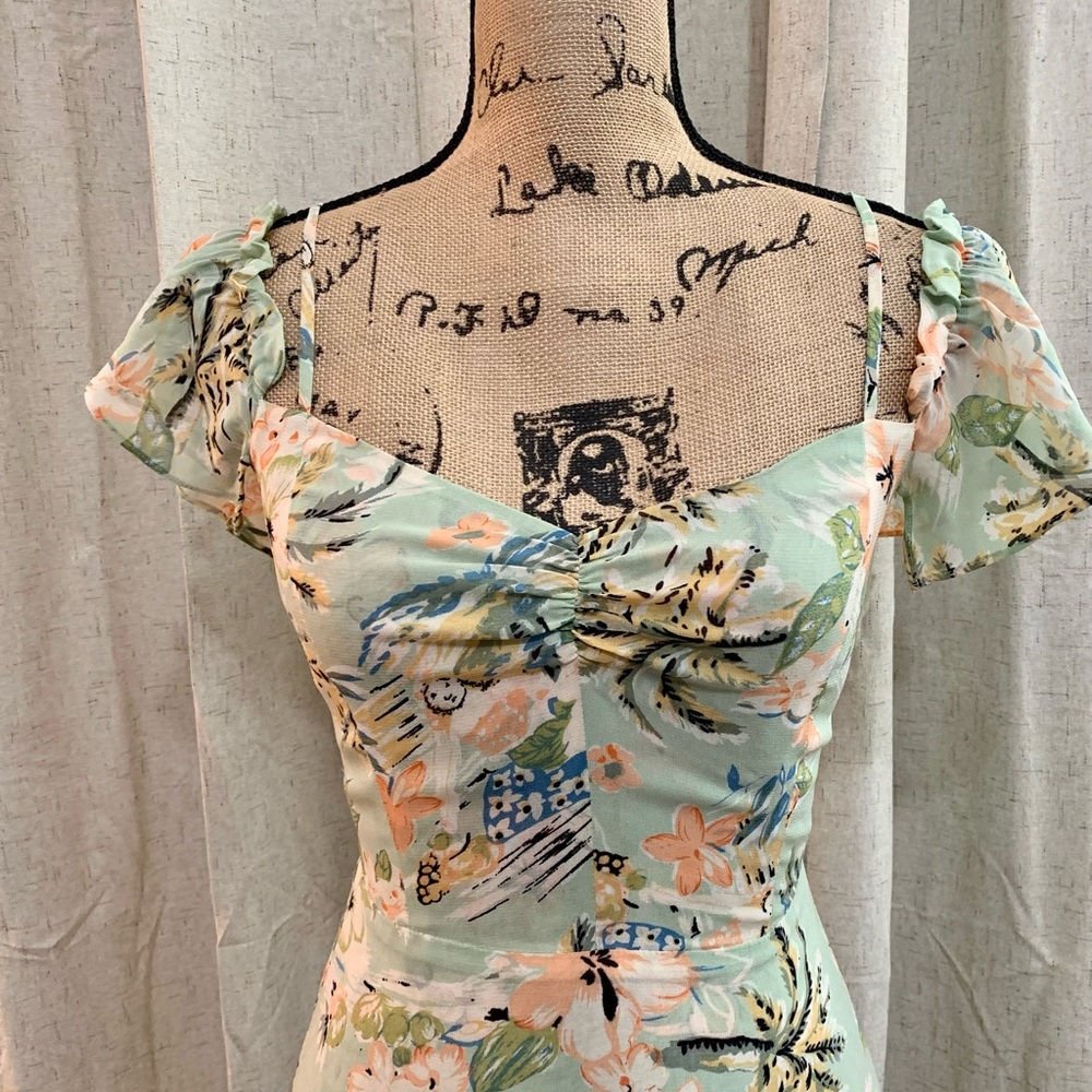 Reformation Floral Green Mini Dress - Picture 4 of 15